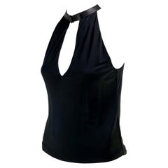 P/E 2000 Gucci by Tom Ford Top senza maniche con fibbia in pelle nera