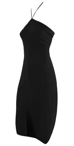 S/S 2000 Gucci by Tom Ford Black Ribbed Bodycon Halter Neck Dress