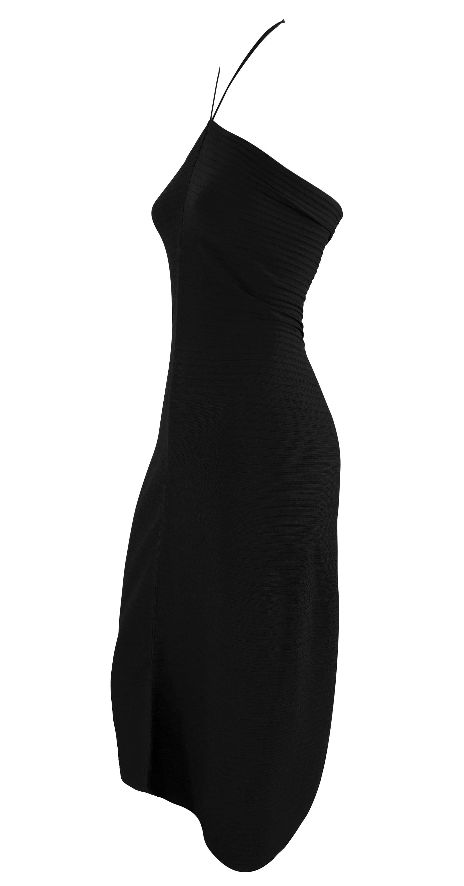S/S 2000 Gucci by Tom Ford Black Ribbed Bodycon Halter Neck Dress In Excellent Condition For Sale In West Hollywood, CA