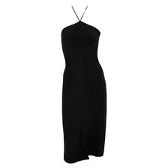 S/S 2000 Gucci by Tom Ford Vestido negro acanalado Bodycon cuello halter