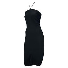 S/S 2000 Gucci by Tom Ford Black Ribbed Stretch Tube Dress Logo Buckle