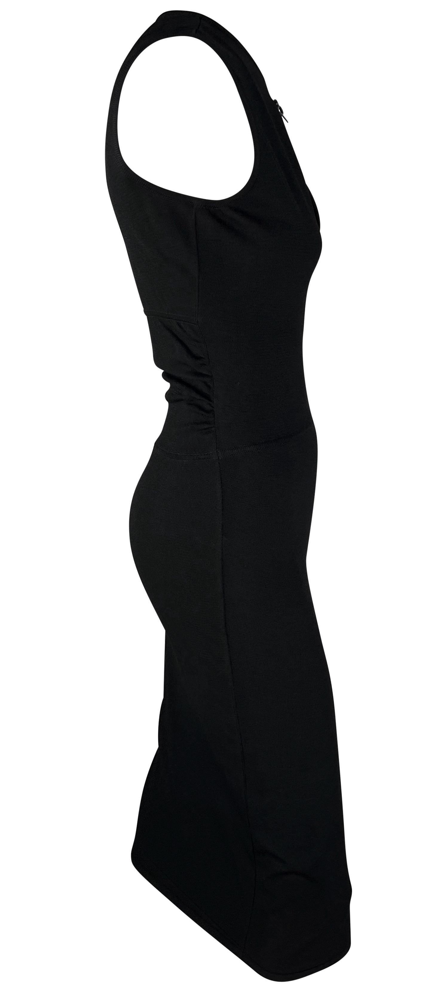 S/S 2000 Gucci by Tom Ford Black Stretch Knit Leather Bow Sleeveless Dress For Sale 2