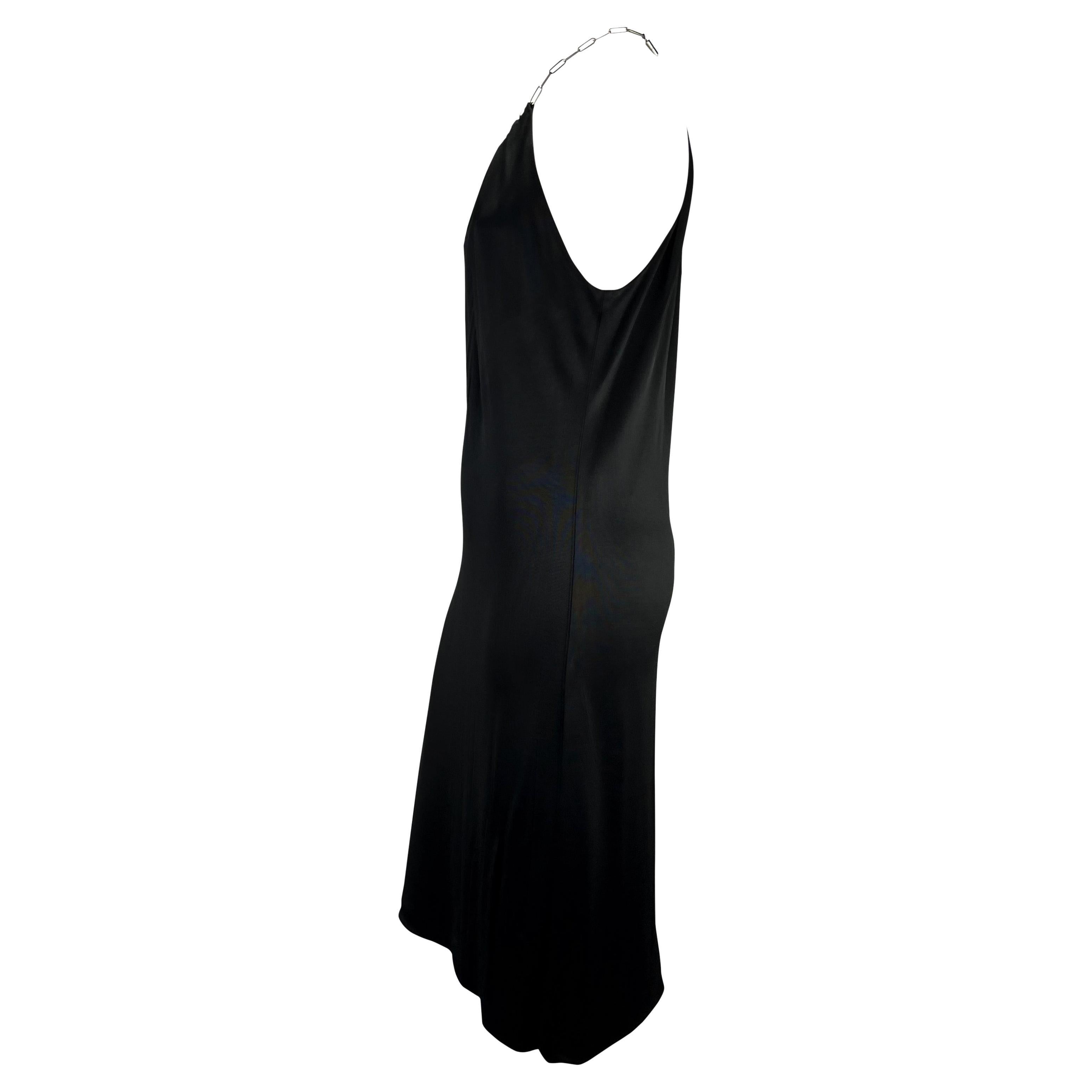 S/S 2000 Gucci by Tom Ford Black Viscose Chain Plunge Sleeveless Dress In Good Condition For Sale In West Hollywood, CA