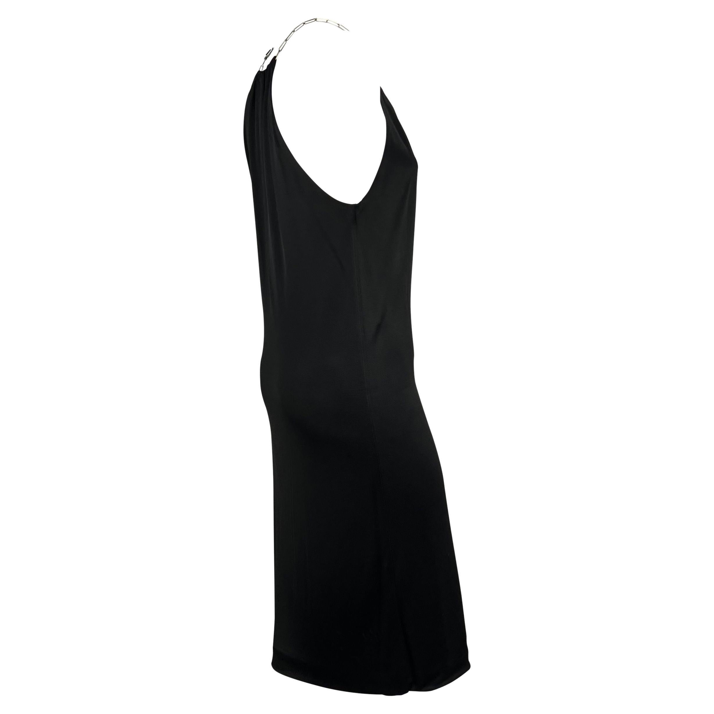 S/S 2000 Gucci by Tom Ford Black Viscose Chain Plunge Sleeveless Dress For Sale 1