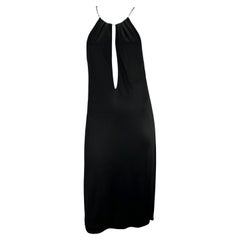 S/S 2000 Gucci by Tom Ford Black Viscose Chain Plunge Sleeveless Dress