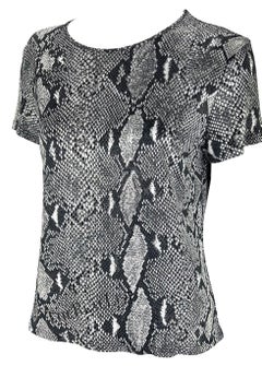 S/S 2000 Gucci by Tom Ford Black White Snake Logo Print Viscose T-Shirt Y2K
