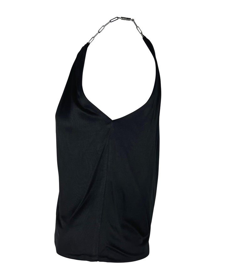 S/S 2000 Gucci by Tom Ford Chain Link Black Viscose Plunge Tank Top For