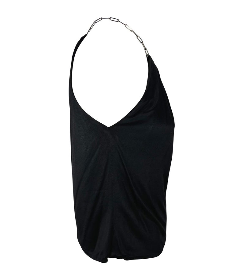 S/S 2000 Gucci by Tom Ford Chain Link Black Viscose Plunge Tank Top For