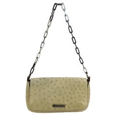 S/S 2000 Gucci by Tom Ford Cream Ostrich Chain Flap Shoulder Bag