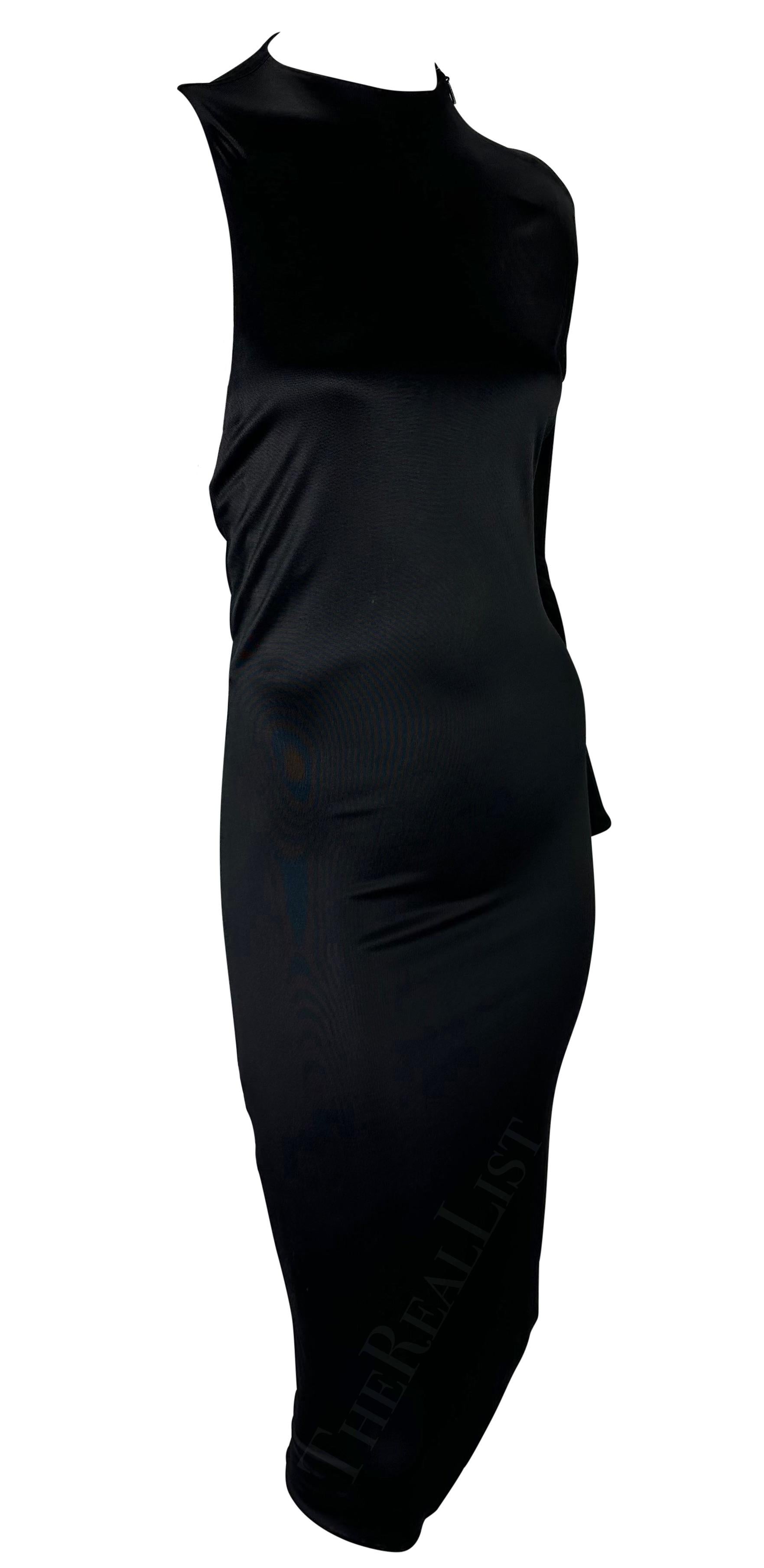 S/S 2000 Gucci by Tom Ford Cutout One-Sleeve Black Bodycon Stretch Dress In Good Condition For Sale In West Hollywood, CA