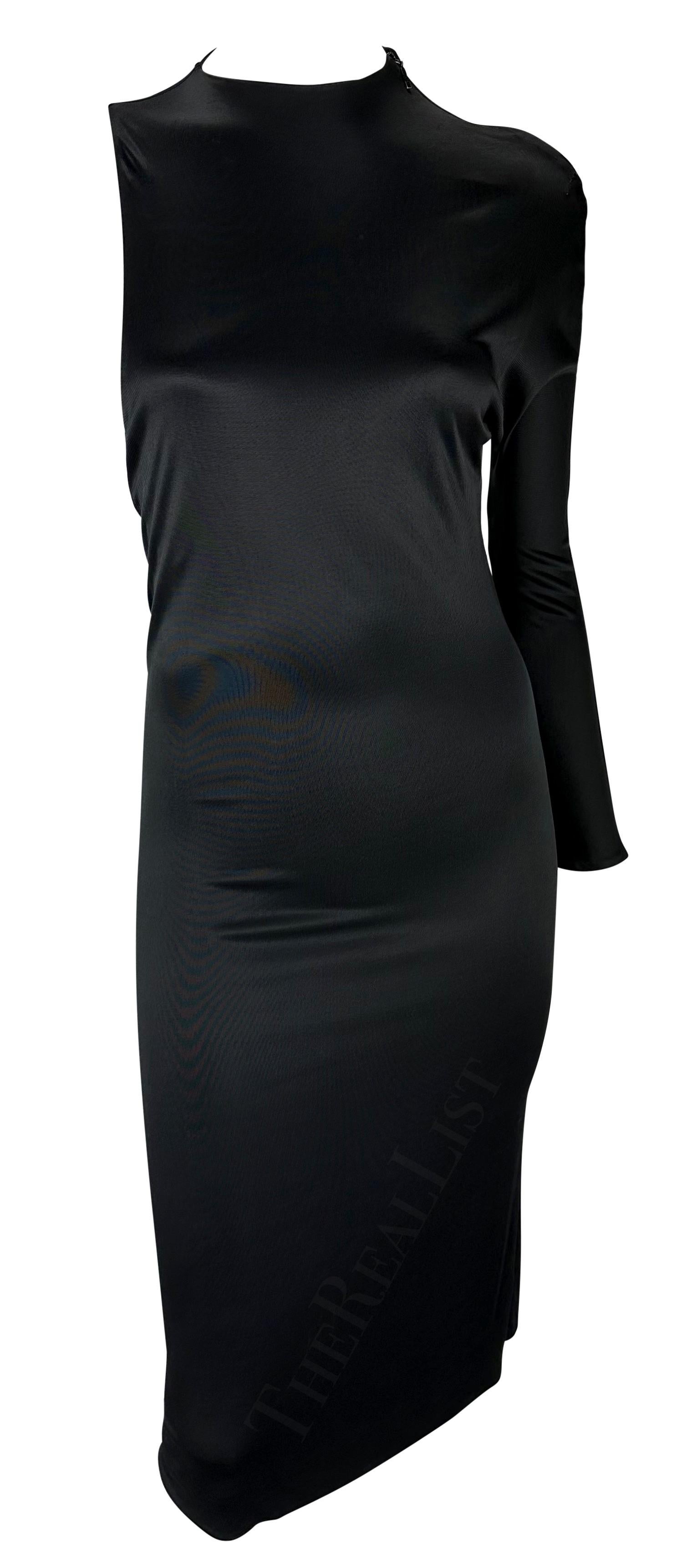 S/S 2000 Gucci by Tom Ford Vestido elástico negro bodycon de una manga recortado en Bueno Estado en West Hollywood, CA