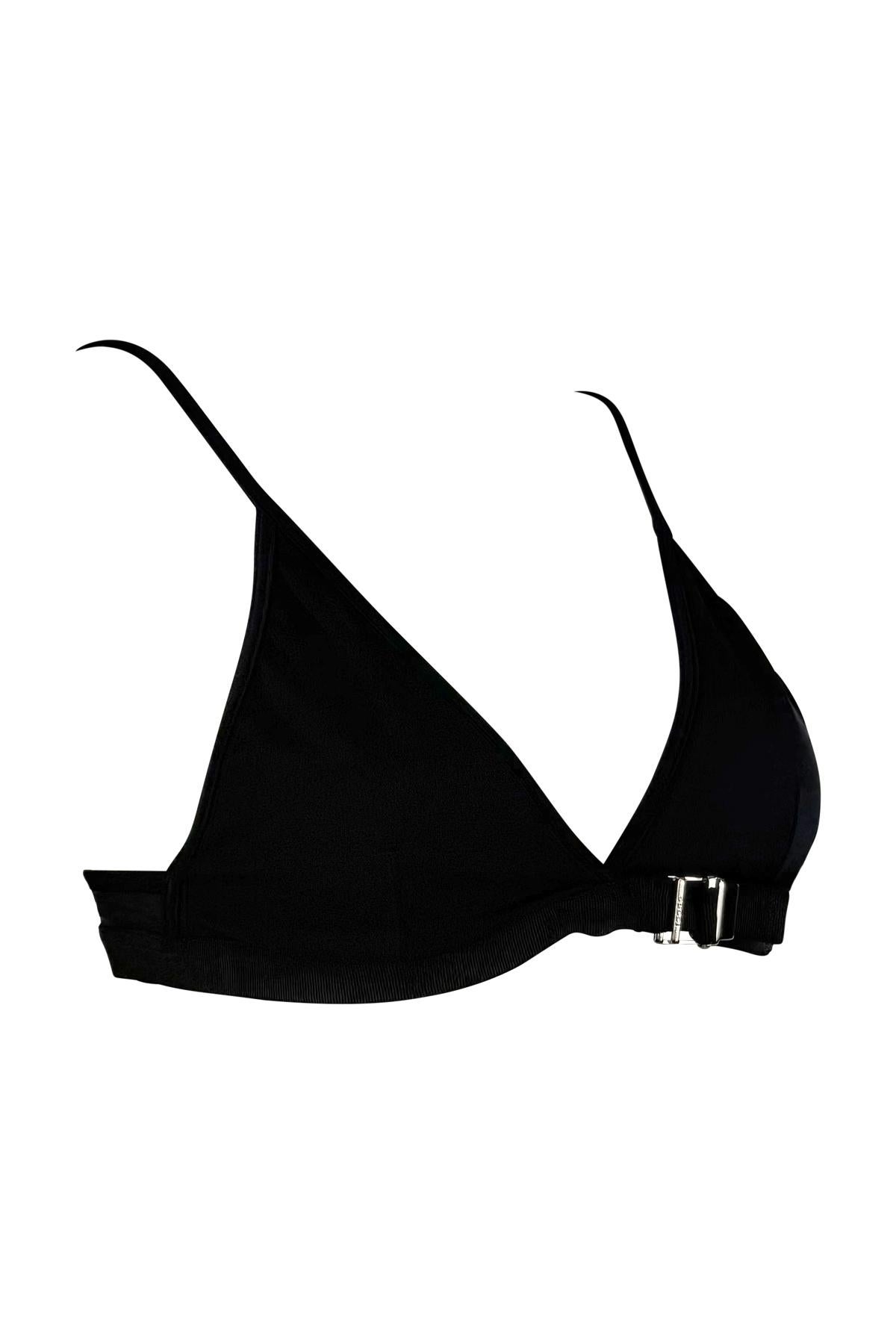 S/S 2000 Gucci by Tom Ford Dark Navy Black Adjustable Buckle Bikini Swim Top In Excellent Condition For Sale In West Hollywood, CA