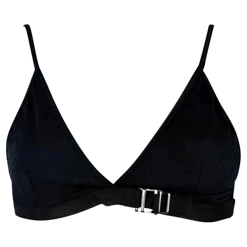 S/S 2000 Gucci by Tom Ford Dark Navy Black Adjustable Buckle Bikini Swim Top For Sale