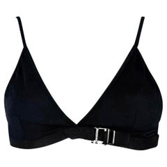 S/S 2000 Gucci by Tom Ford Dark Navy Black Adjustable Buckle Bikini Swim Top
