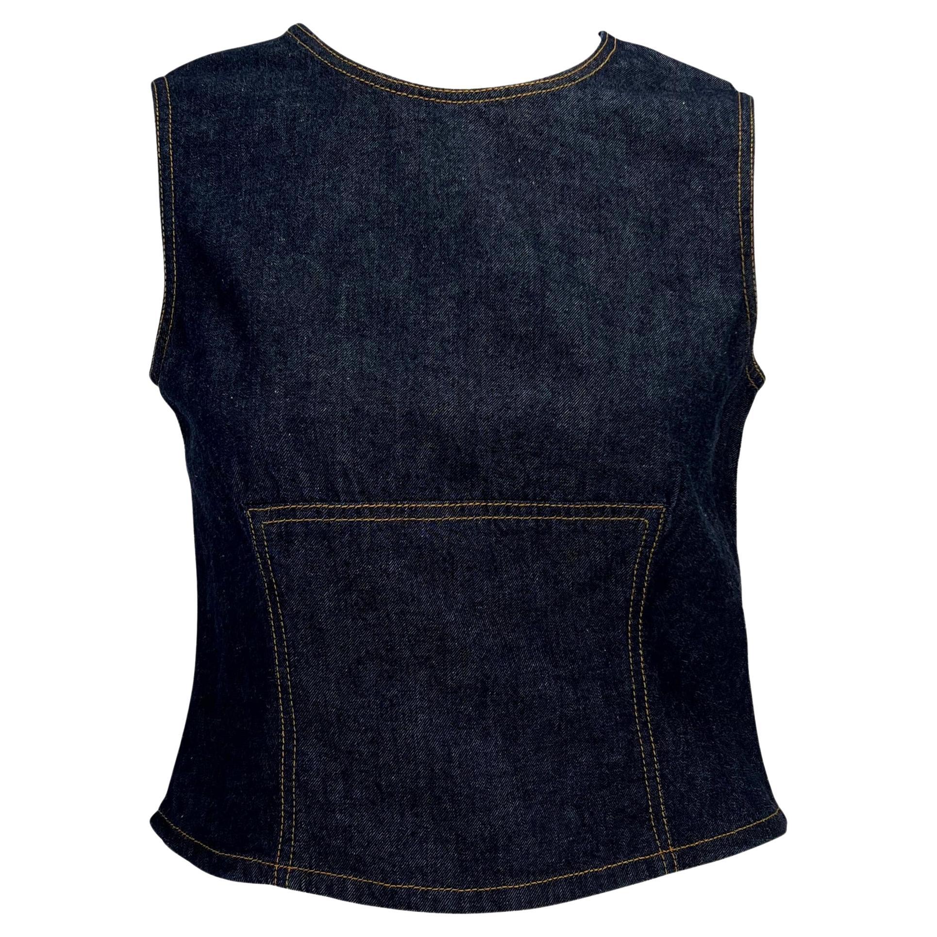 S/S 2000 Gucci by Tom Ford Denim Sleeveless Tank Top Y2K