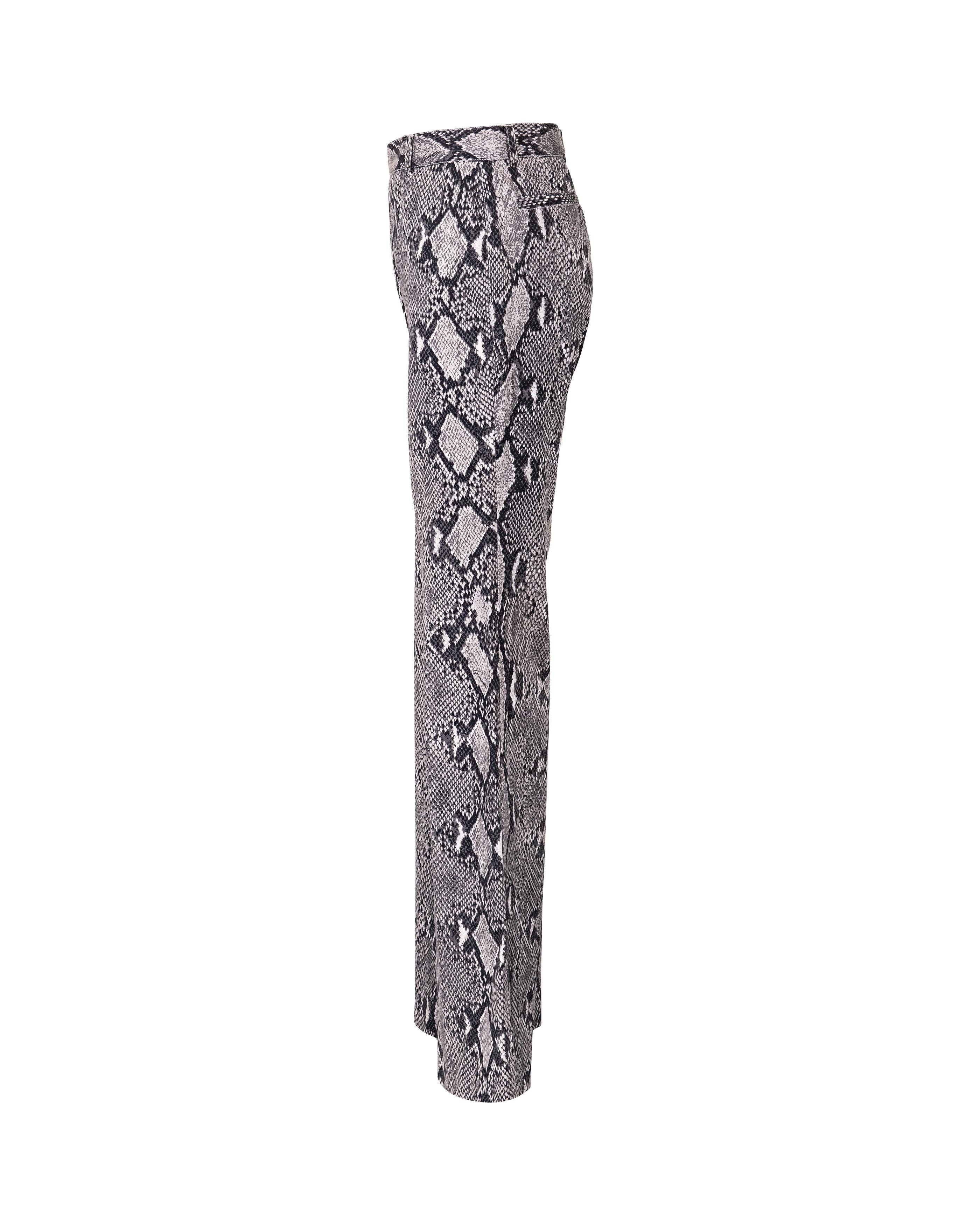 S/S 2000 Gucci by Tom Ford Gray Snakeskin Flare Trousers In Excellent Condition In North Hollywood, CA