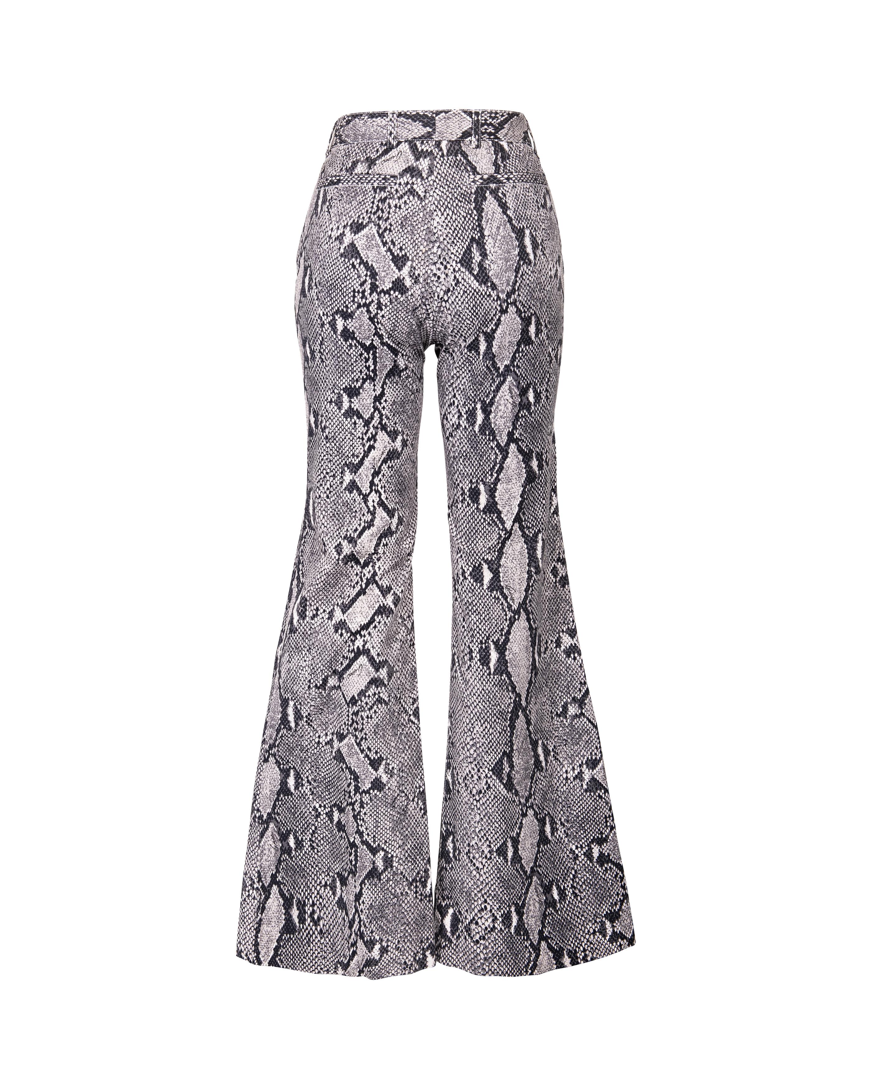 Women's S/S 2000 Gucci by Tom Ford Gray Snakeskin Flare Trousers