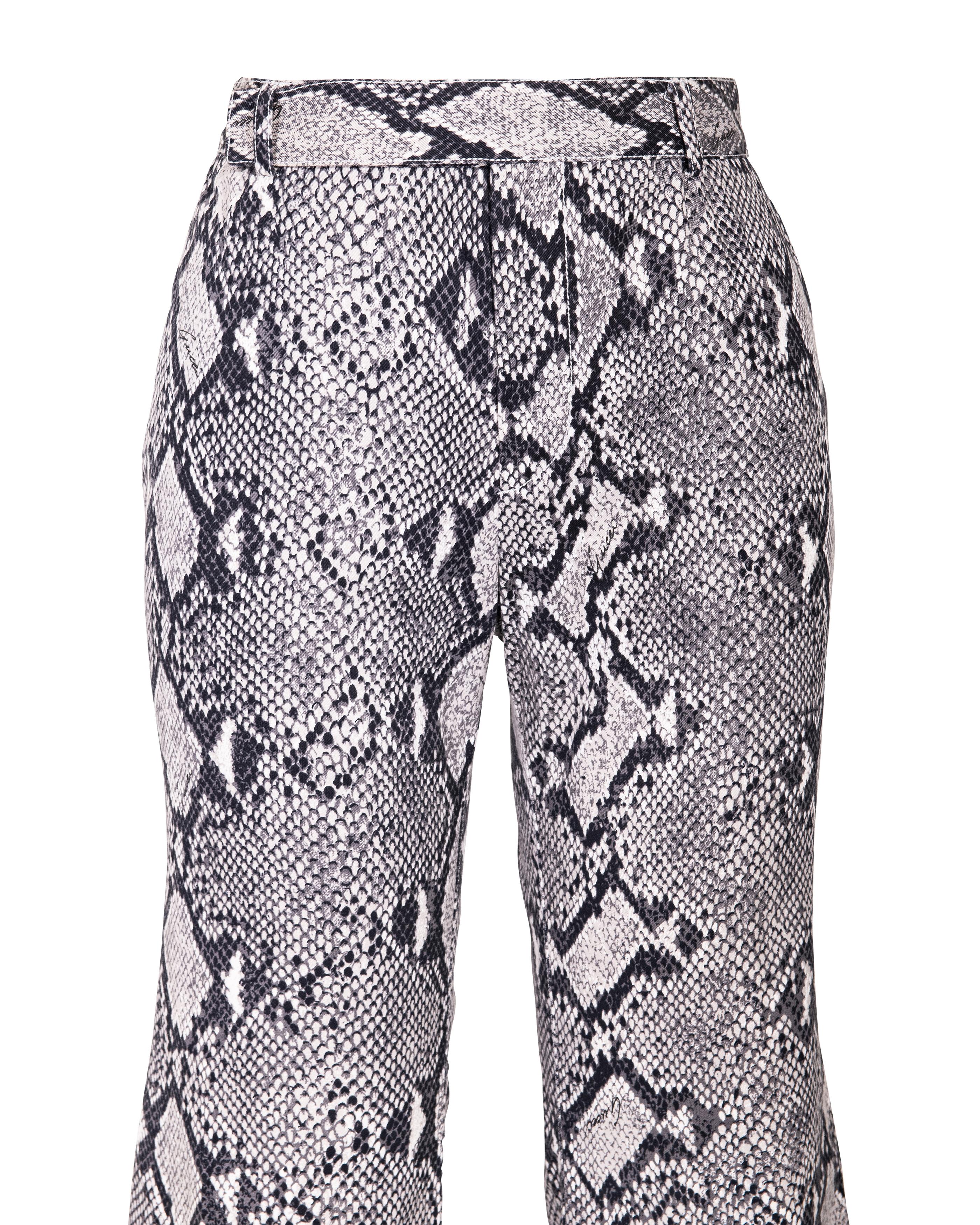 S/S 2000 Gucci by Tom Ford Gray Snakeskin Flare Trousers 1