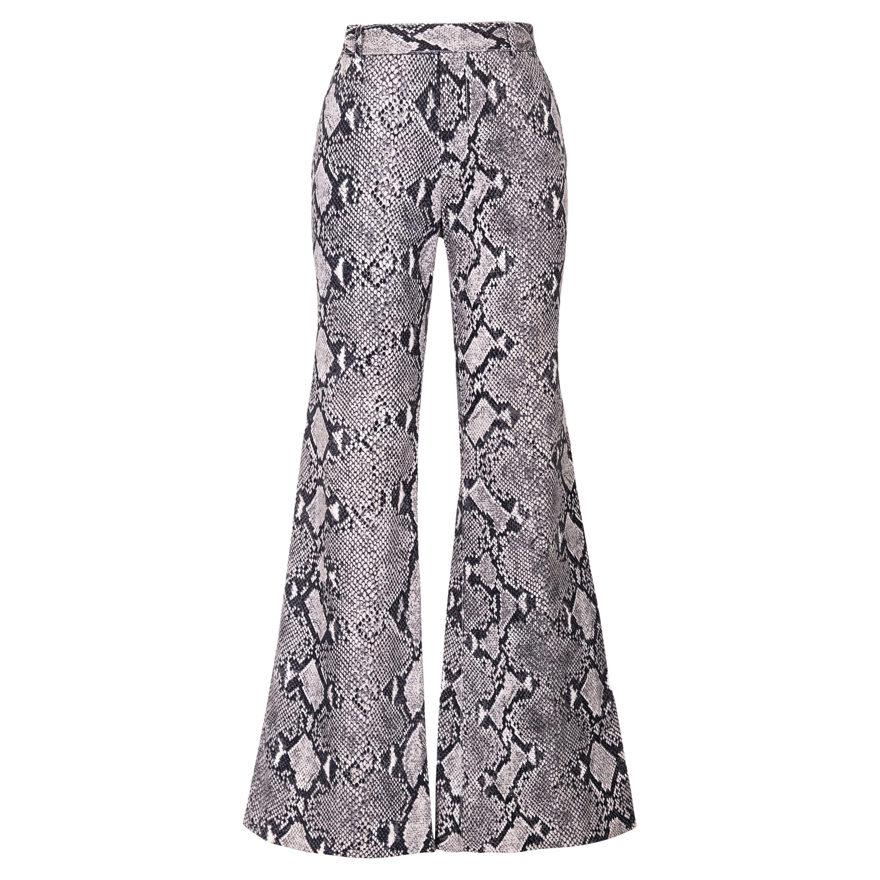 S/S 2000 Gucci by Tom Ford Gray Snakeskin Flare Trousers