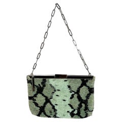 S/S 2000 Gucci by Tom Ford Green Beaded Snake Skin Print Chain Bag 