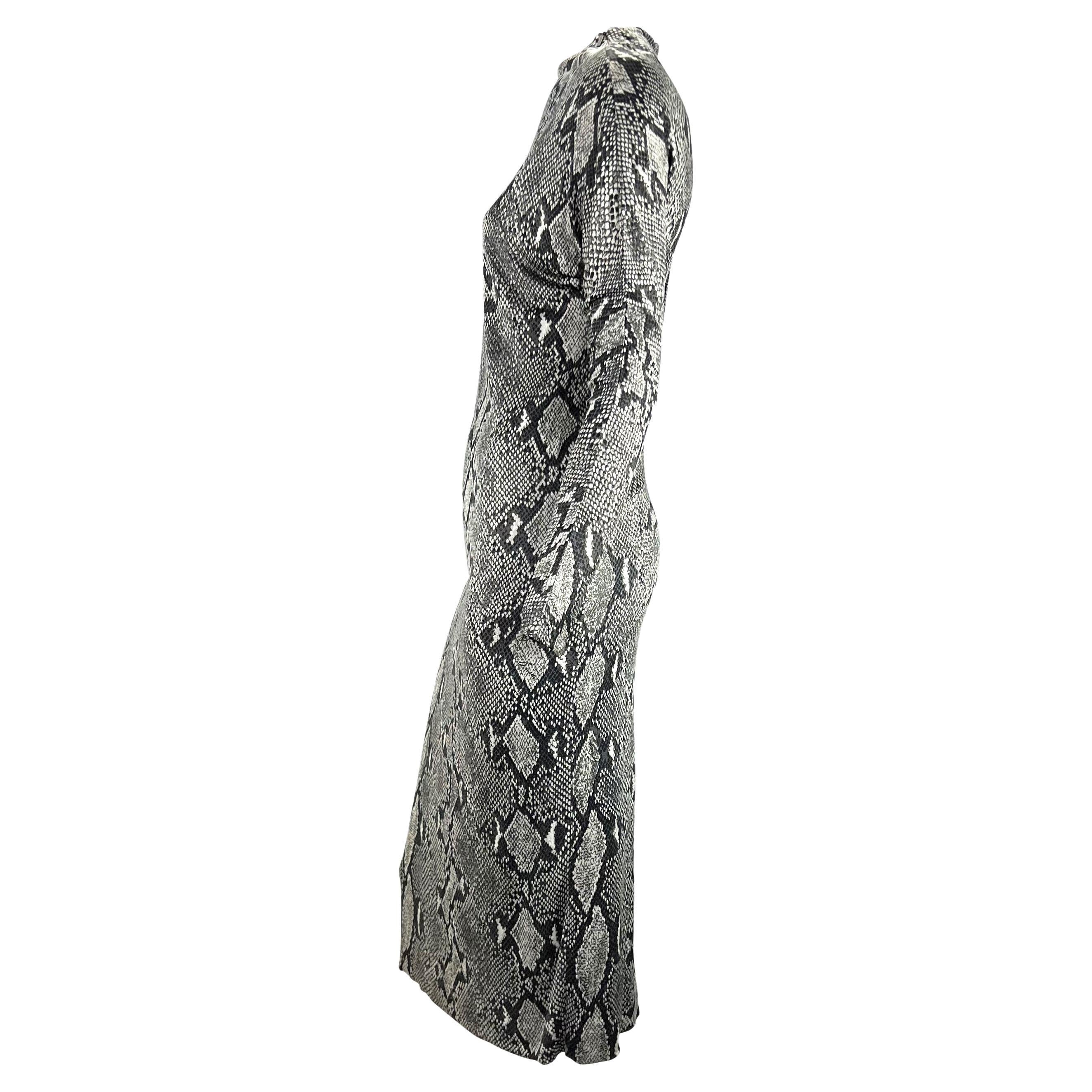 S/S 2000 Gucci by Tom Ford Grey Snake Print Asymmetric One Sleeve Dress For Sale 1