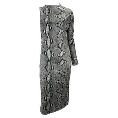 S/S 2000 Gucci by Tom Ford Grey Snake Print Asymmetric One Sleeve Dress