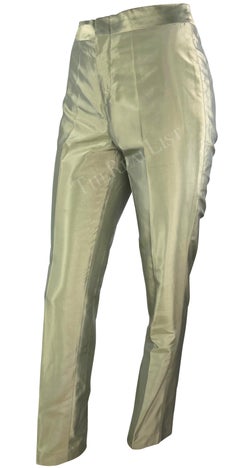 S/S 2000 Gucci by Tom Ford Light Green Iridescent Silk Straight Leg Pants