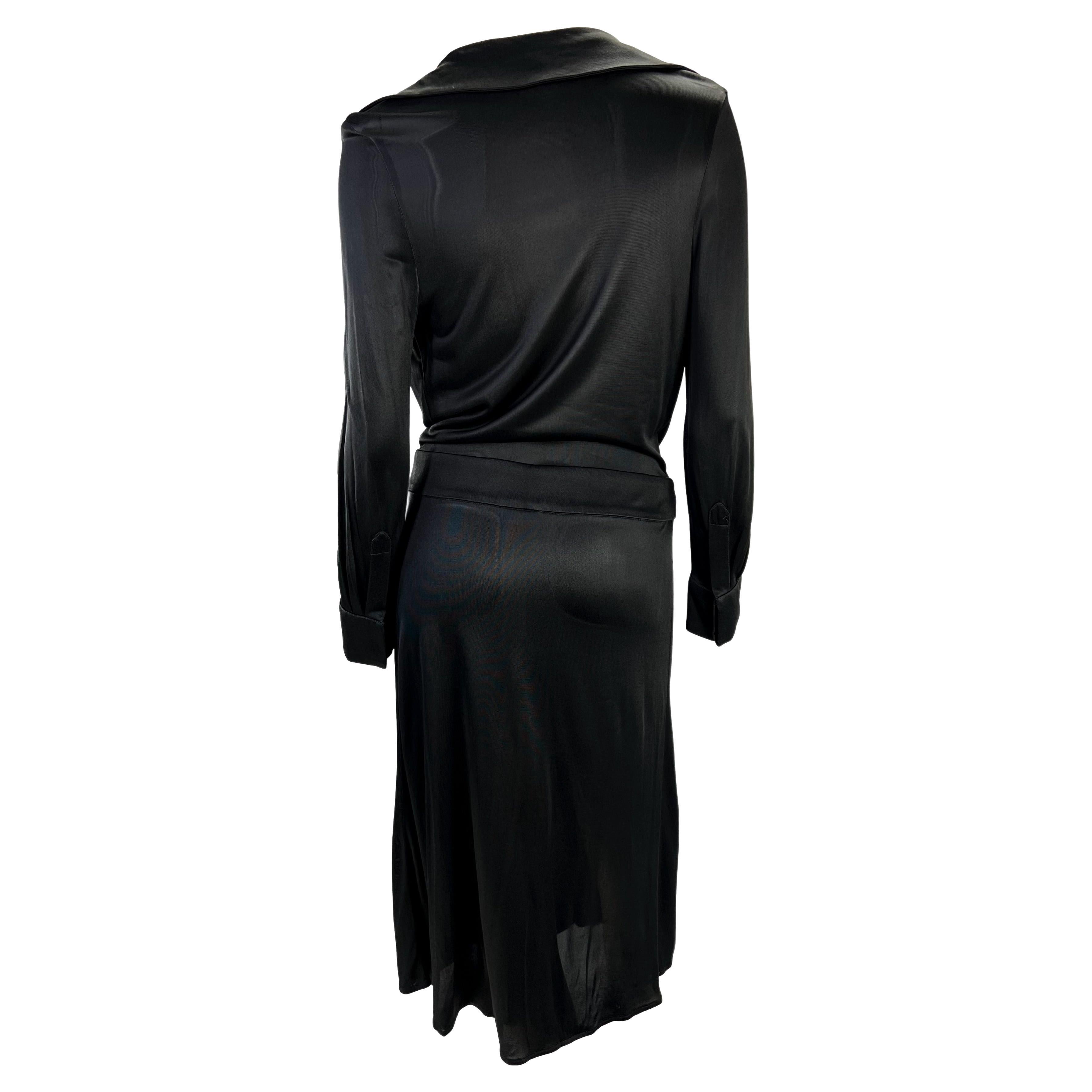 S/S 2000 Gucci by Tom Ford Runway Plunging Neckline Black Viscose Runway Dress 4