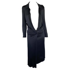 S/S 2000 Gucci by Tom Ford Plunging Neckline Black Viscose Runway Dress