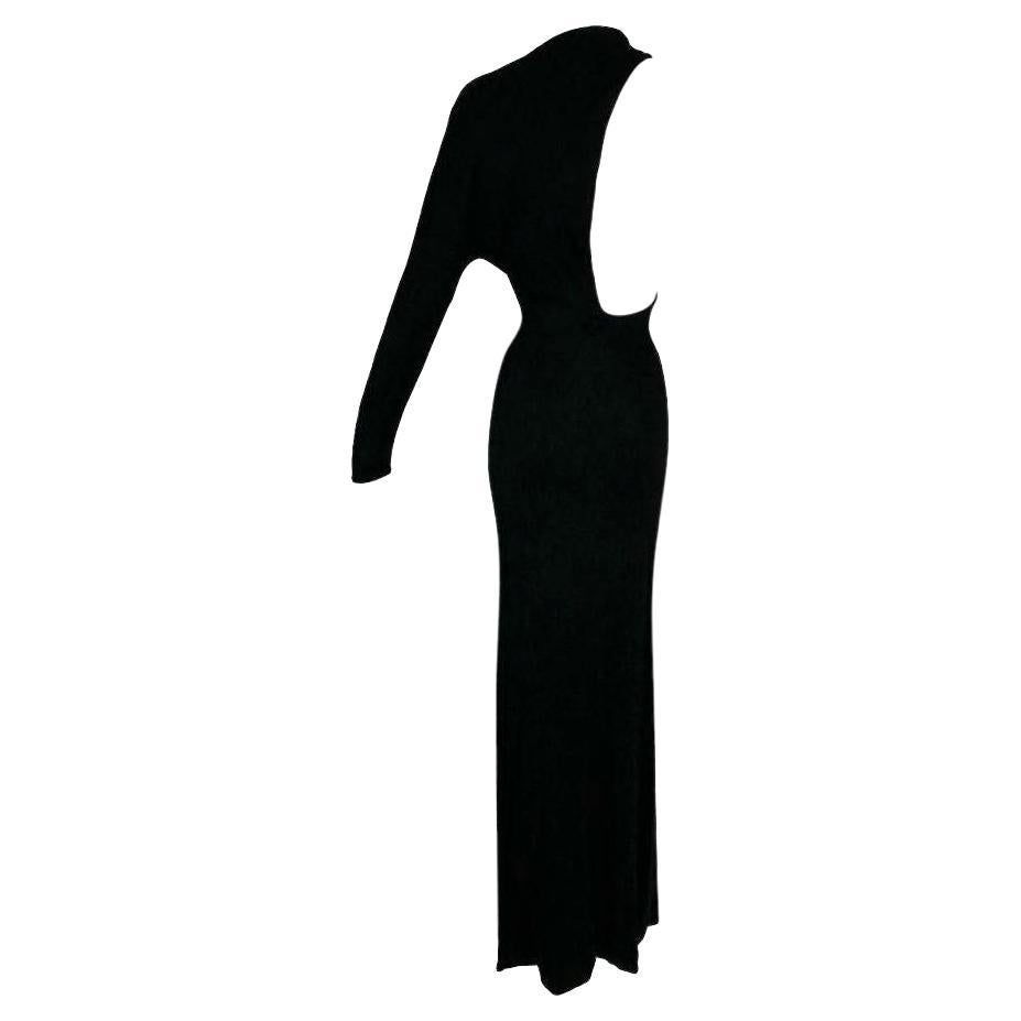 S/S 2000 Gucci by Tom Ford Runway Black Plunging One Arm Gown Dress