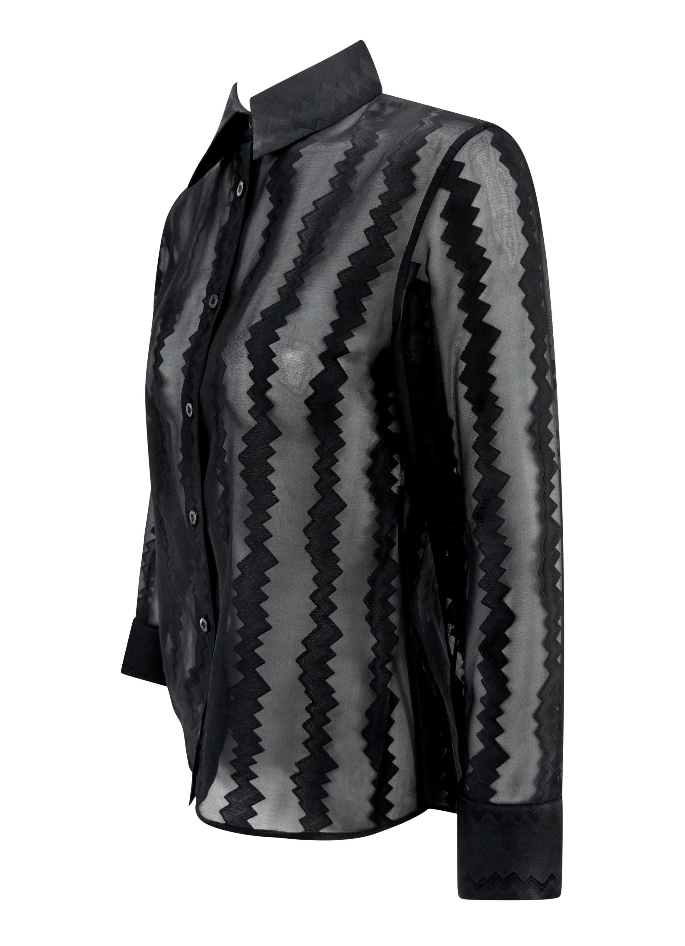 S/S 2000 Gucci by Tom Ford Runway Chemisier noir transparent en Zig Zag Excellent état - En vente à West Hollywood, CA