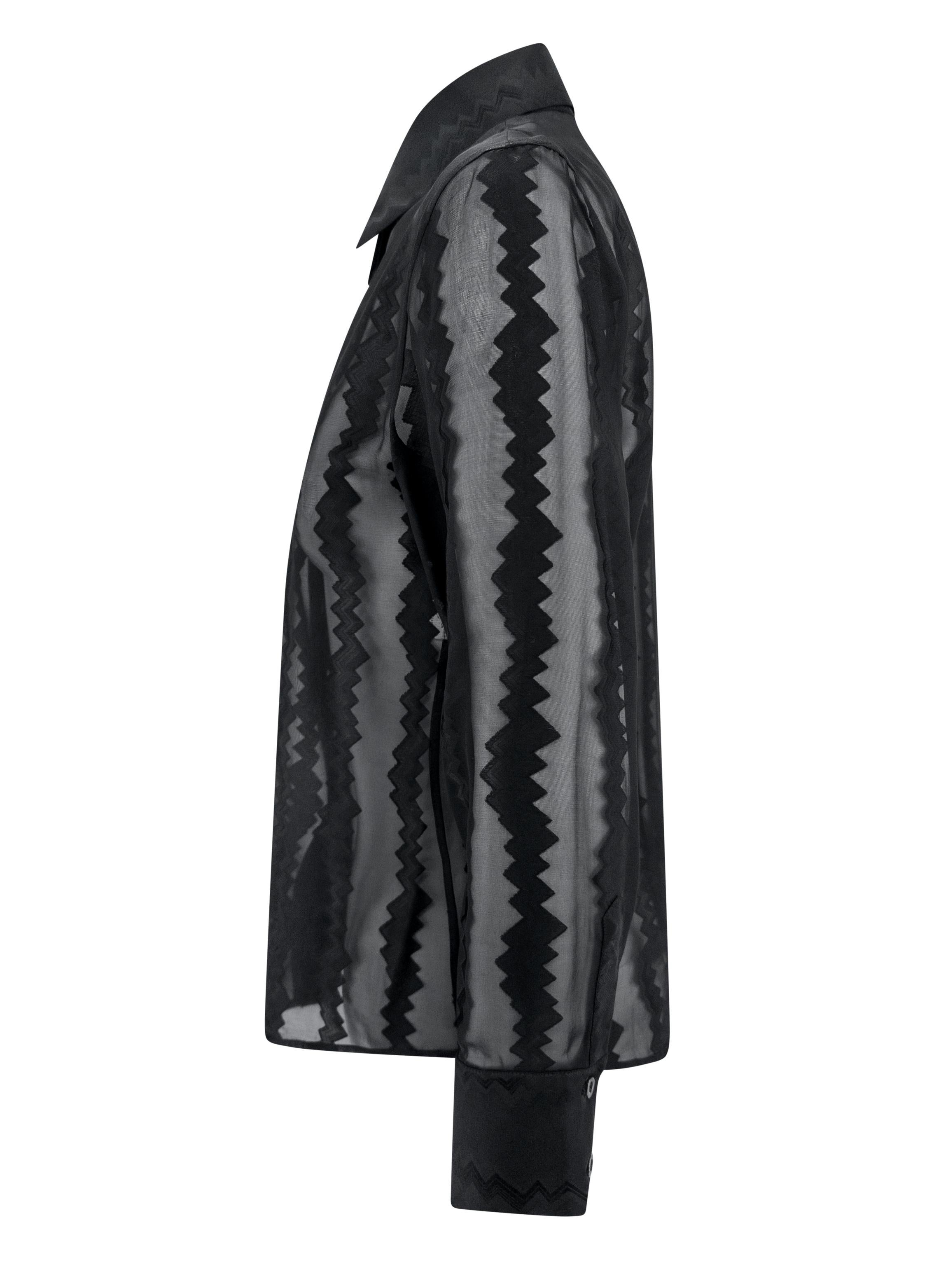 S/S 2000 Gucci by Tom Ford Runway Chemisier noir transparent en Zig Zag Pour femmes en vente