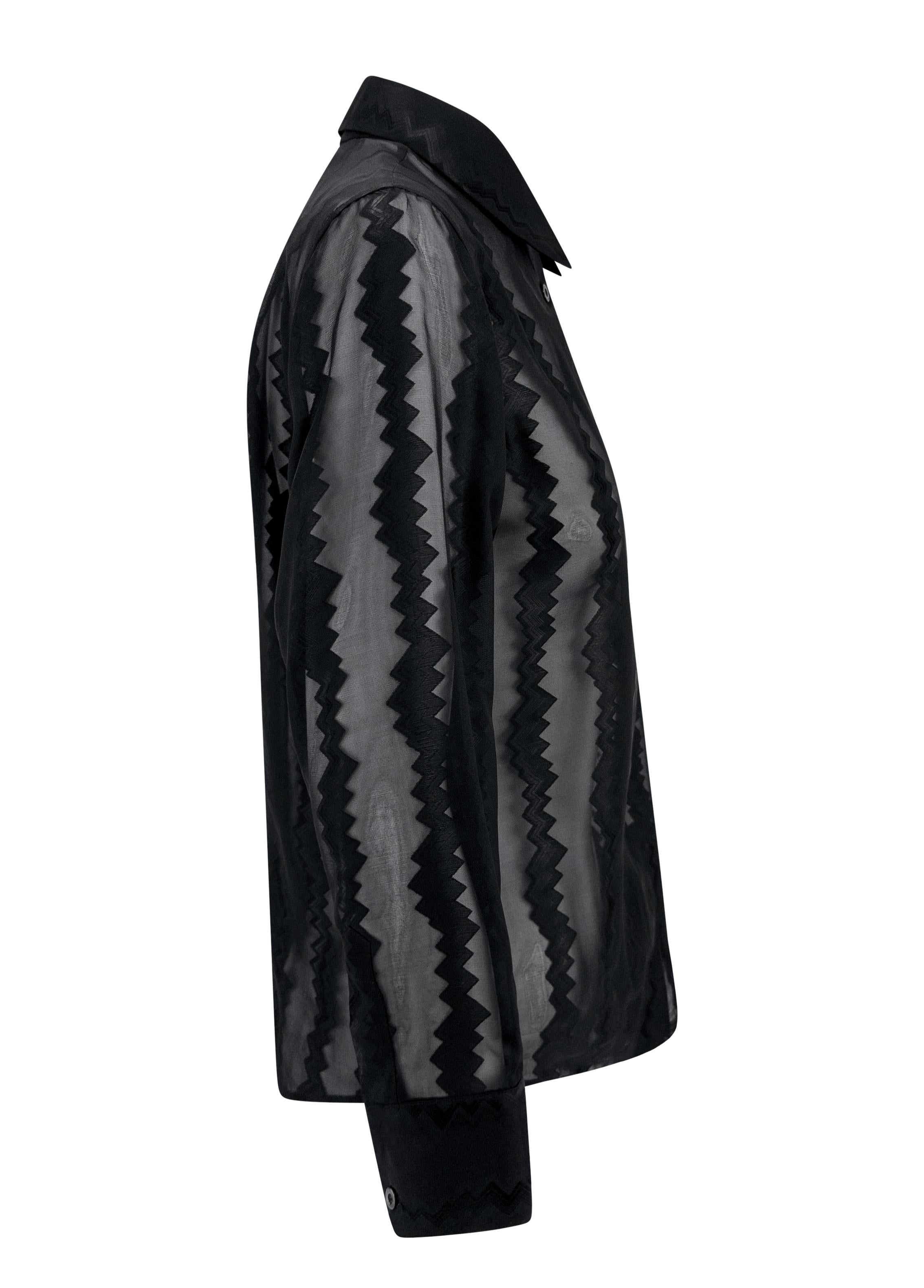 S/S 2000 Gucci by Tom Ford Runway Chemisier noir transparent en Zig Zag en vente 2