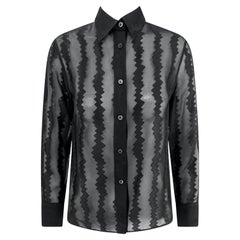 S/S 2000 Gucci by Tom Ford Runway Chemisier noir transparent en Zig Zag