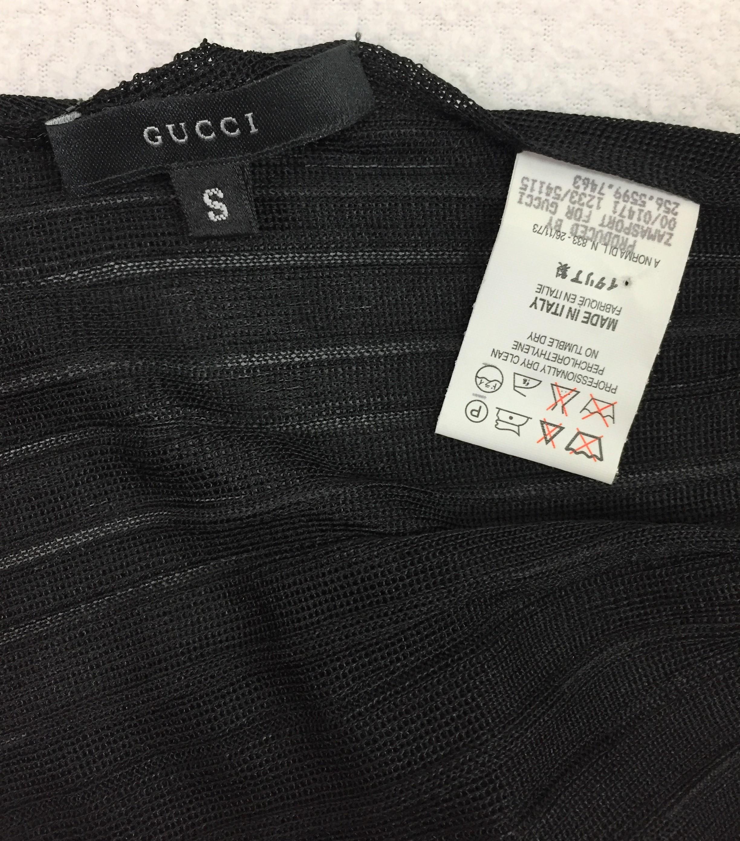 S/S 2000 Gucci by Tom Ford Sheer Black Knit Crop Top Backless Chain Straps In Good Condition In Yukon, OK