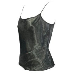 S/S 2000 Gucci by Tom Ford Sheer Grey Silver Linen Metal Blend Tank Top