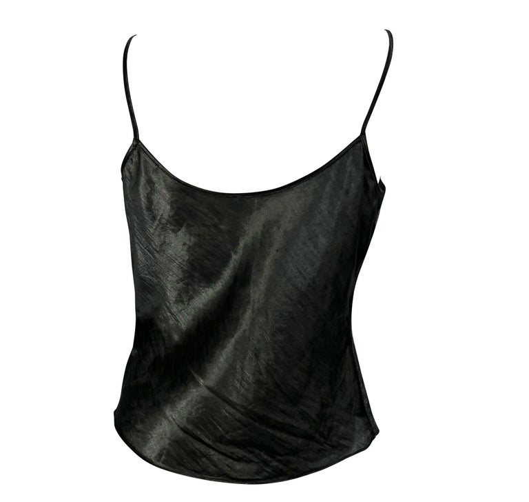 S/S 2000 Gucci by Tom Ford Sheer Grey Silver Linen Metal Blend Tank Top ...
