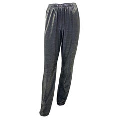 S/S 2000 Gucci by Tom Ford Silver Grey Metallic Elasticized Buckle Pants