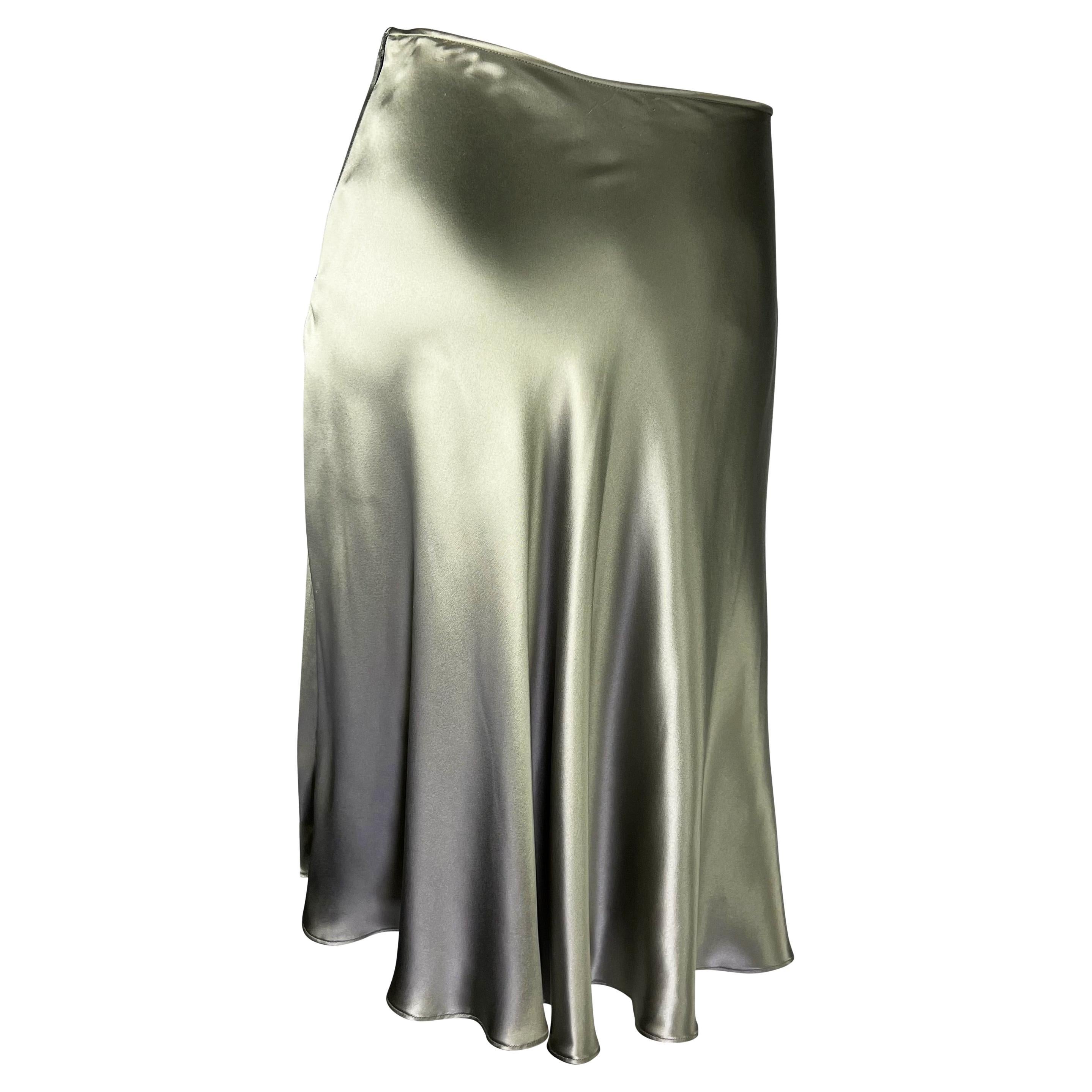 silver satin skirt