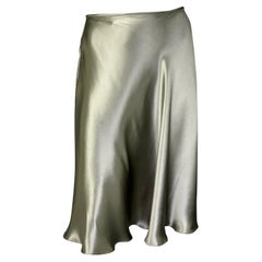 S/S 2000 Gucci by Tom Ford Silver Silk Satin Flare Skirt
