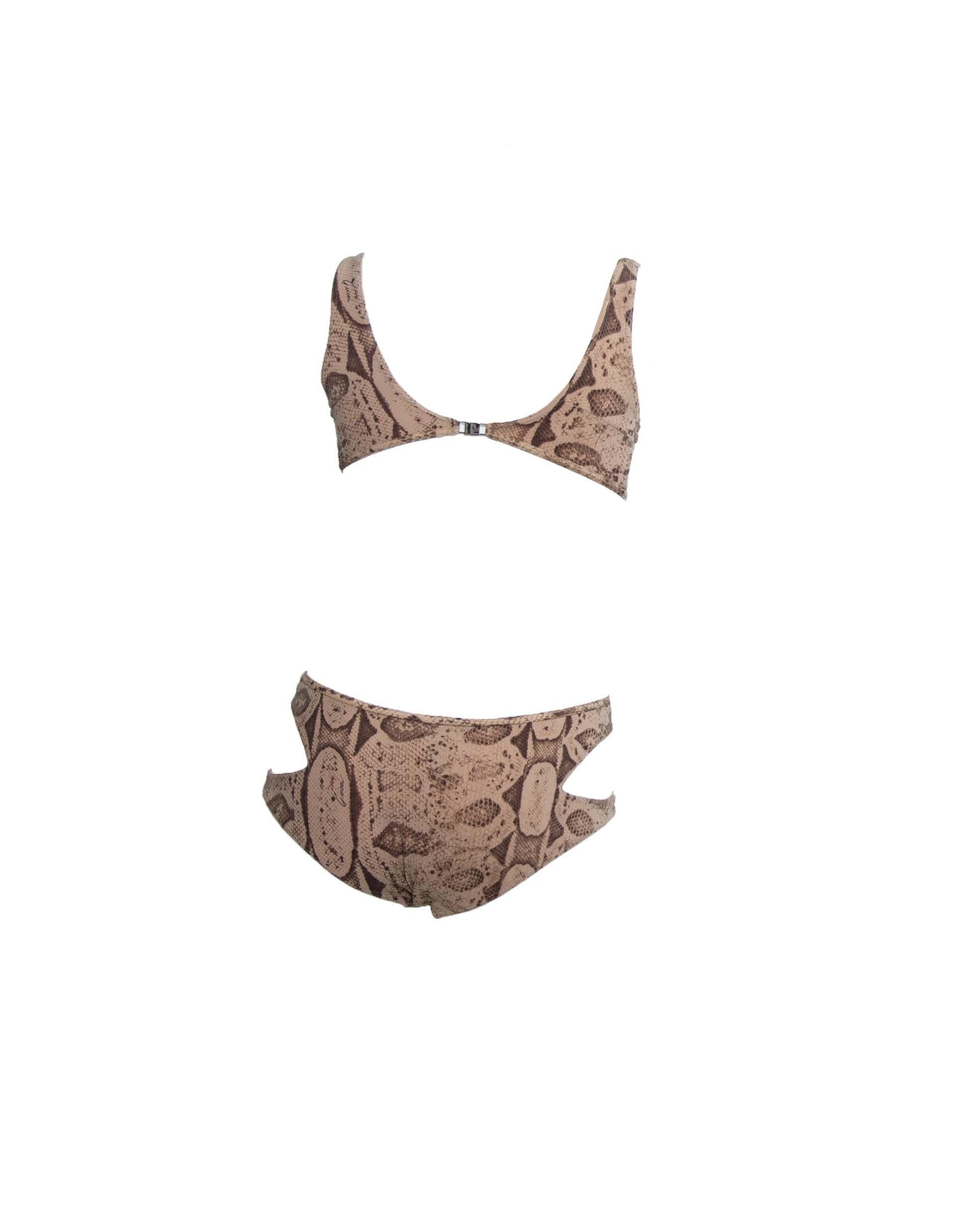 S/S 2000 Gucci by Tom Ford Snake Print One Piece Cutout Bathing Suit In Good Condition For Sale In West Hollywood, CA