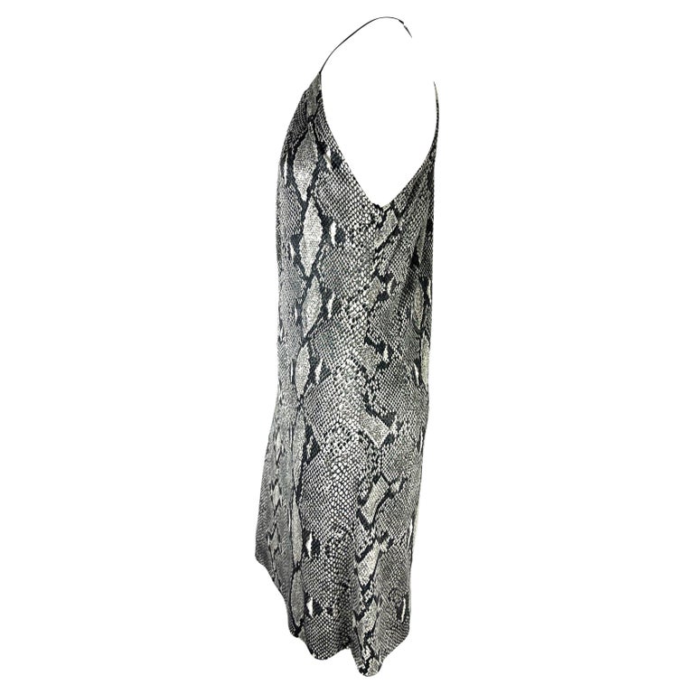 S/S 2000 Gucci by Tom Ford Snake Print Viscose Leather Strap Plunging Dress  For Sale at 1stDibs