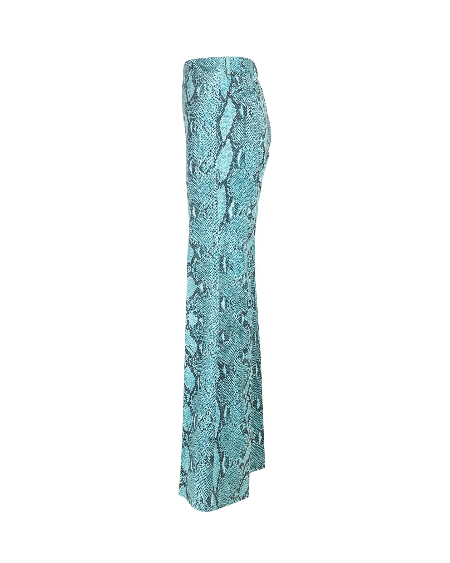 S/S 2000 Gucci by Tom Ford Turquoise Snakeskin Trousers In Excellent Condition In North Hollywood, CA