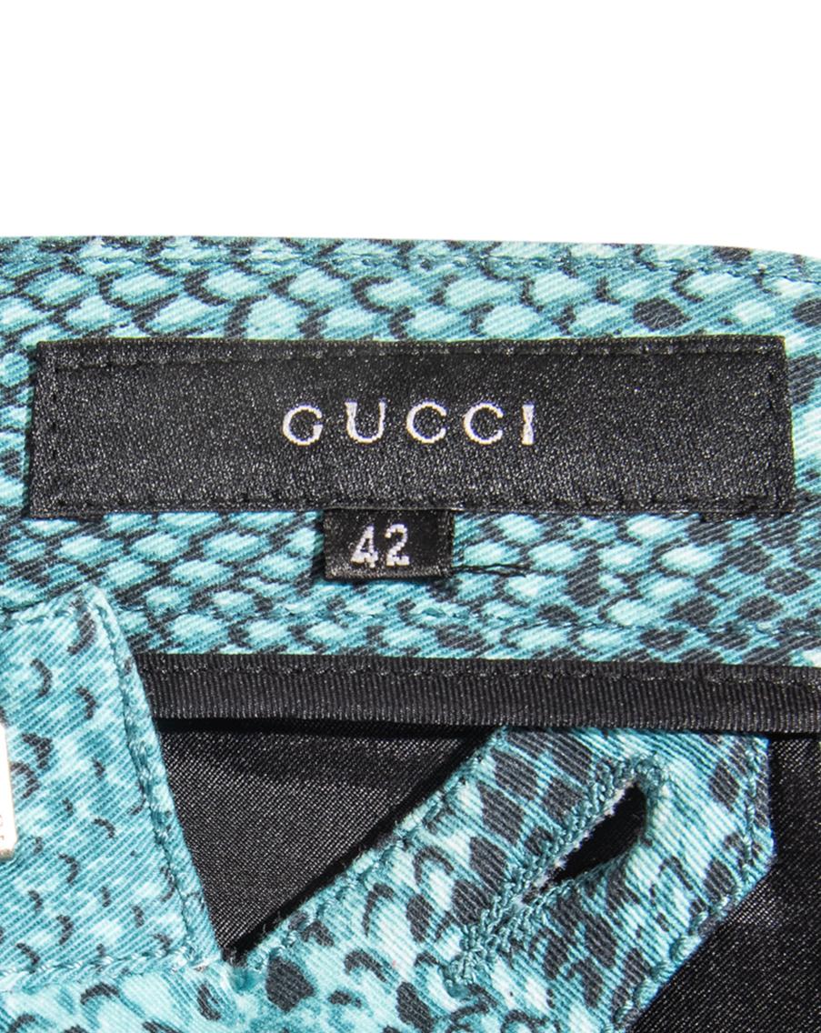 S/S 2000 Gucci by Tom Ford Turquoise Snakeskin Trousers 3