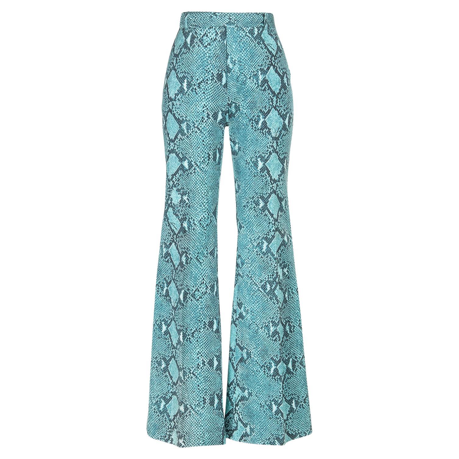 S/S 2000 Gucci by Tom Ford Turquoise Snakeskin Trousers