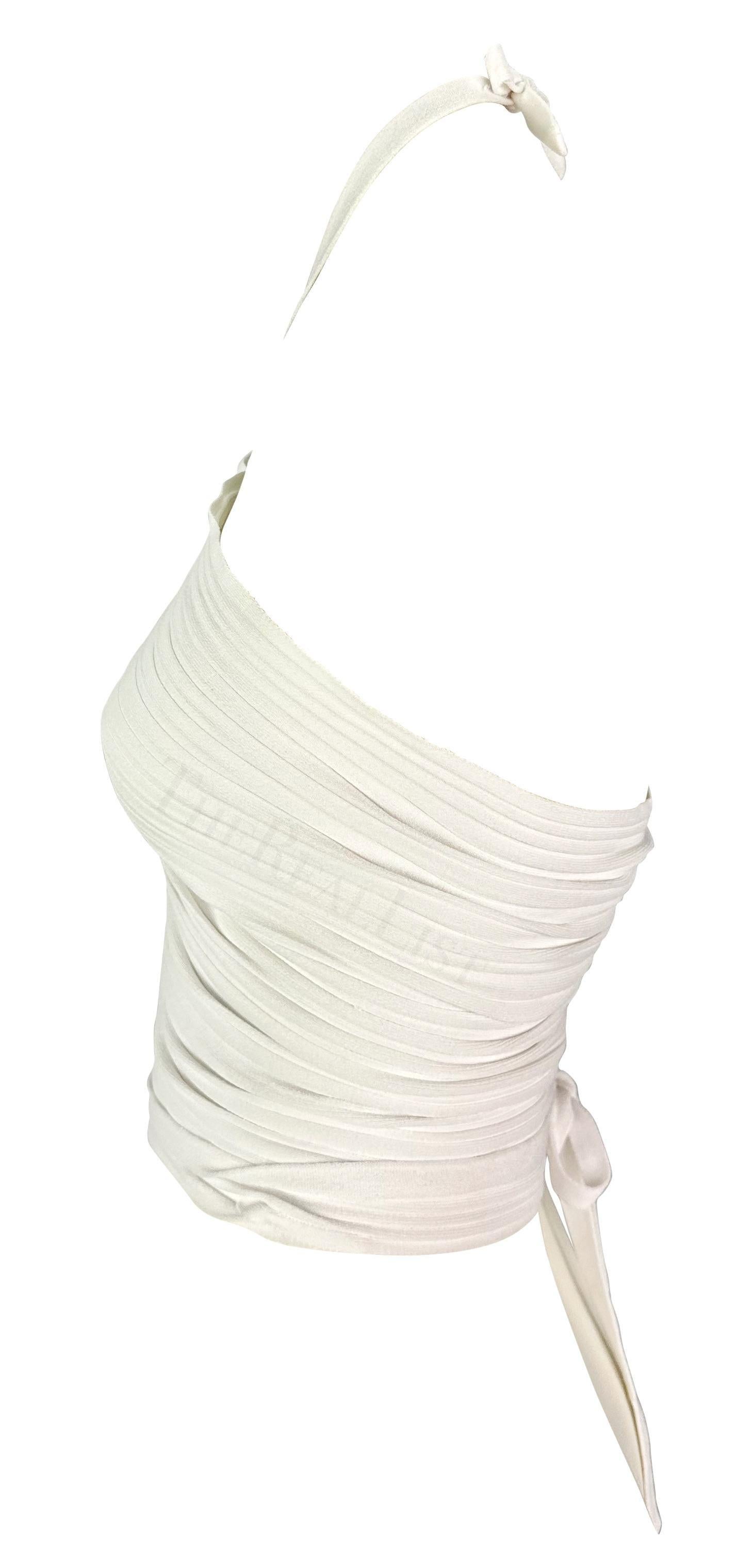 Gucci par Tom Ford - Débardeur à col bénitier côtelé blanc, printemps-été 2000 Excellent état - En vente à West Hollywood, CA