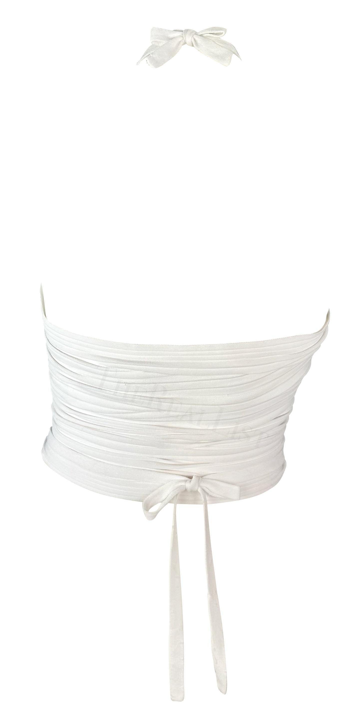 Gucci par Tom Ford - Débardeur à col bénitier côtelé blanc, printemps-été 2000 en vente 1
