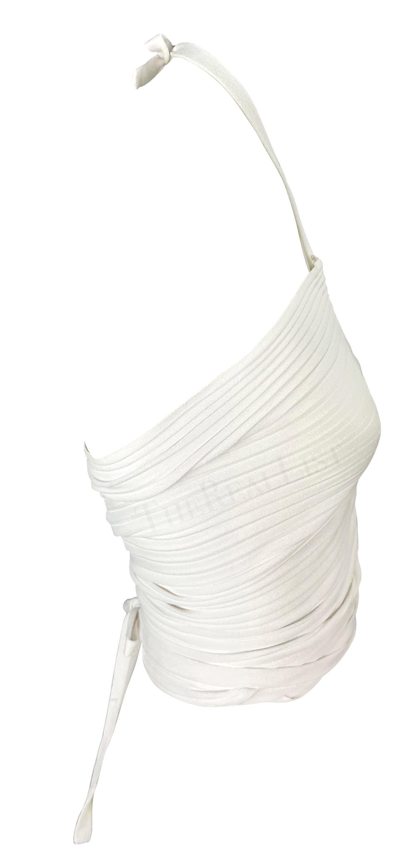 Gucci par Tom Ford - Débardeur à col bénitier côtelé blanc, printemps-été 2000 en vente 2