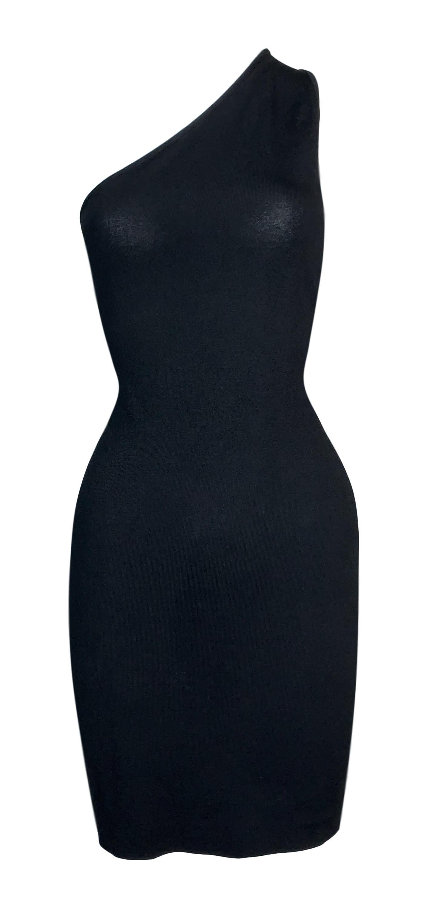 S/S 2000 Gucci Tom Ford Black Cut-Out Side & Back Bodycon Knit Mini Dress M In Excellent Condition In Yukon, OK