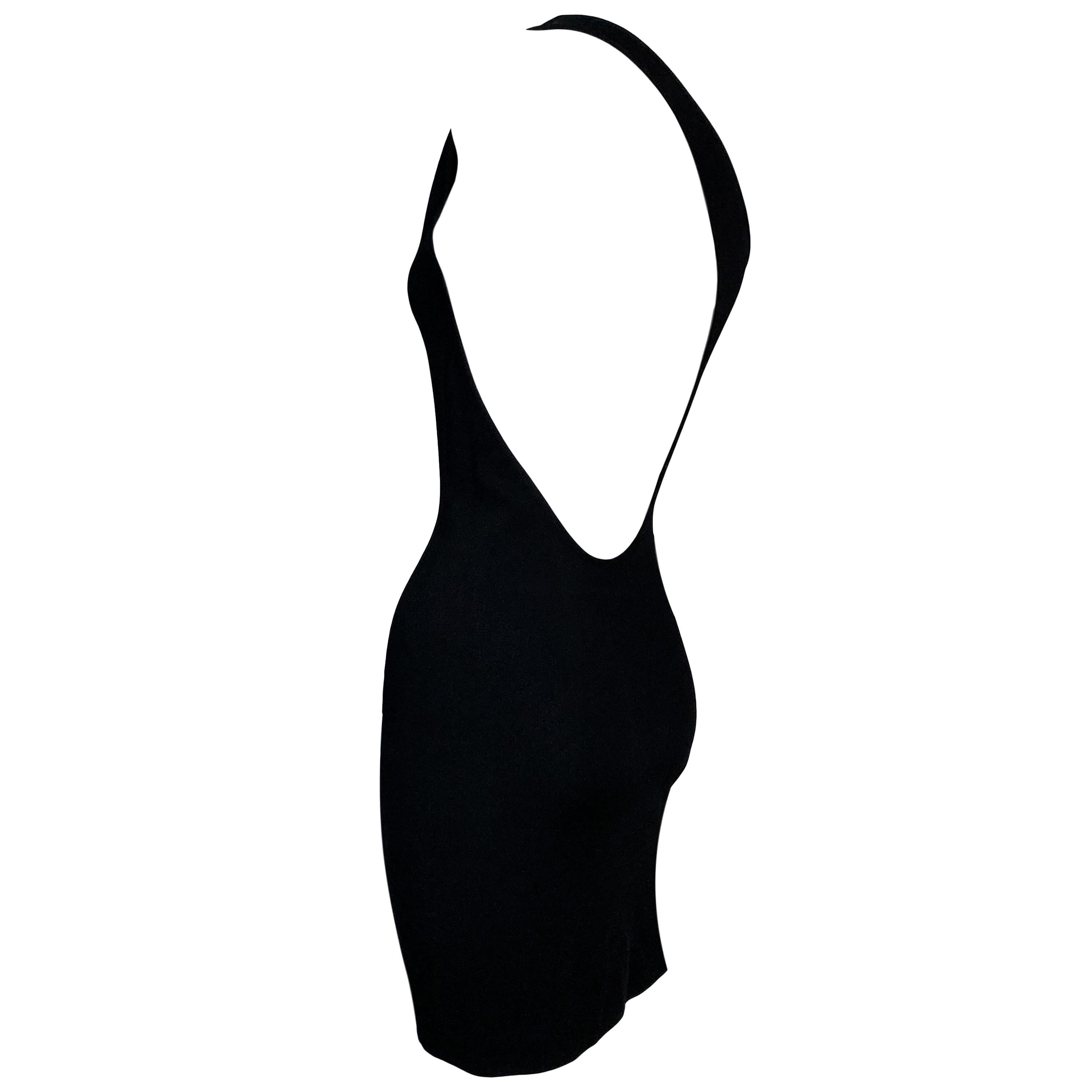 S/S 2000 Gucci Tom Ford Black Cut-Out Side & Back Bodycon Knit Mini Dress M